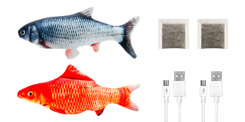 TOOGE 2 Pack 11" Electric Moving Fish Cat Toy Realistic Interactive Flopping Fish Cat Kicker Catnip Toys for Indoor Cats Pets Kitten