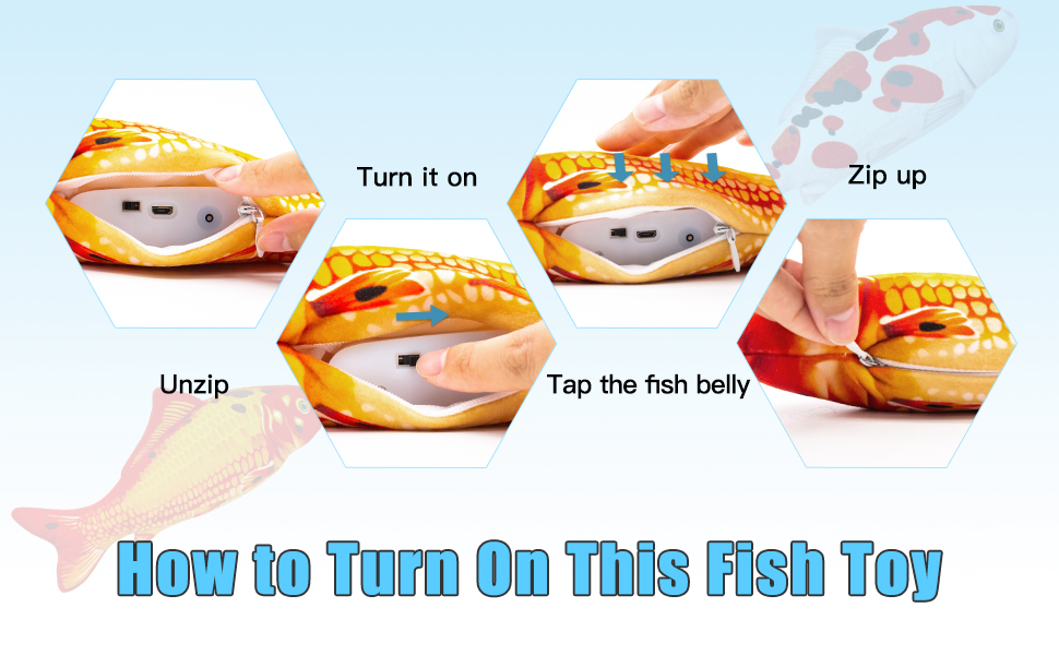 TOOGE 2 Pack 11" Electric Moving Fish Cat Toy Realistic Interactive Flopping Fish Cat Kicker Catnip Toys for Indoor Cats Pets Kitten