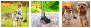 TOOGE Pooper Scooper, Dog Pooper Scooper Long Handle Stainless Metal Tray and Rake Set for Large Medium Small Dogs Heavy Duty
