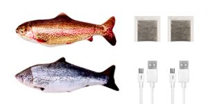 TOOGE 2 Pack 11" Electric Moving Fish Cat Toy Realistic Interactive Flopping Fish Cat Kicker Catnip Toys for Indoor Cats Pets Kitten