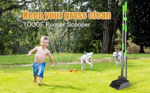TOOGE Pooper Scooper, Dog Pooper Scooper Long Handle Stainless Metal Tray and Rake Set for Large Medium Small Dogs Heavy Duty