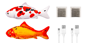 TOOGE 2 Pack 11" Electric Moving Fish Cat Toy Realistic Interactive Flopping Fish Cat Kicker Catnip Toys for Indoor Cats Pets Kitten
