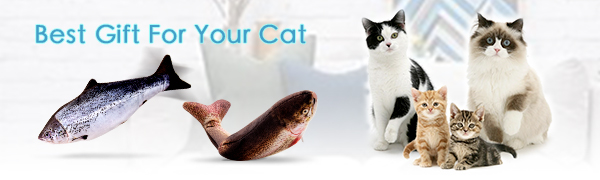 TOOGE 2 Pack 11" Electric Moving Fish Cat Toy Realistic Interactive Flopping Fish Cat Kicker Catnip Toys for Indoor Cats Pets Kitten