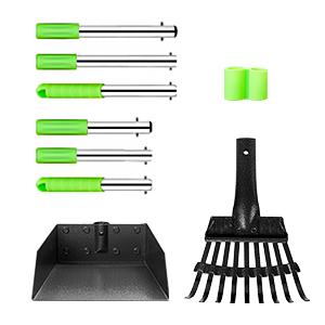 TOOGE Pooper Scooper, Dog Pooper Scooper Long Handle Stainless Metal Tray and Rake Set for Large Medium Small Dogs Heavy Duty