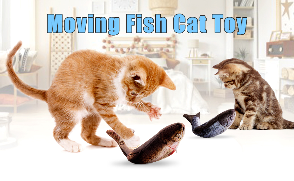 TOOGE 2 Pack 11" Electric Moving Fish Cat Toy Realistic Interactive Flopping Fish Cat Kicker Catnip Toys for Indoor Cats Pets Kitten