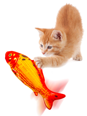 TOOGE 2 Pack 11" Electric Moving Fish Cat Toy Realistic Interactive Flopping Fish Cat Kicker Catnip Toys for Indoor Cats Pets Kitten