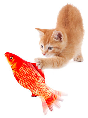 TOOGE 2 Pack 11" Electric Moving Fish Cat Toy Realistic Interactive Flopping Fish Cat Kicker Catnip Toys for Indoor Cats Pets Kitten