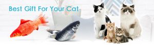 TOOGE 2 Pack 11" Electric Moving Fish Cat Toy Realistic Interactive Flopping Fish Cat Kicker Catnip Toys for Indoor Cats Pets Kitten