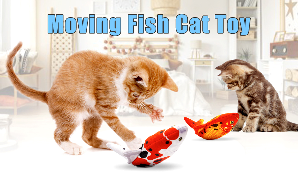 TOOGE 2 Pack 11" Electric Moving Fish Cat Toy Realistic Interactive Flopping Fish Cat Kicker Catnip Toys for Indoor Cats Pets Kitten