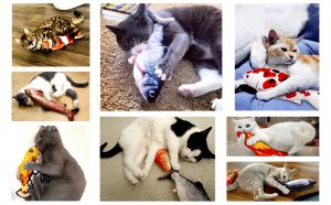 TOOGE 2 Pack 11" Electric Moving Fish Cat Toy Realistic Interactive Flopping Fish Cat Kicker Catnip Toys for Indoor Cats Pets Kitten